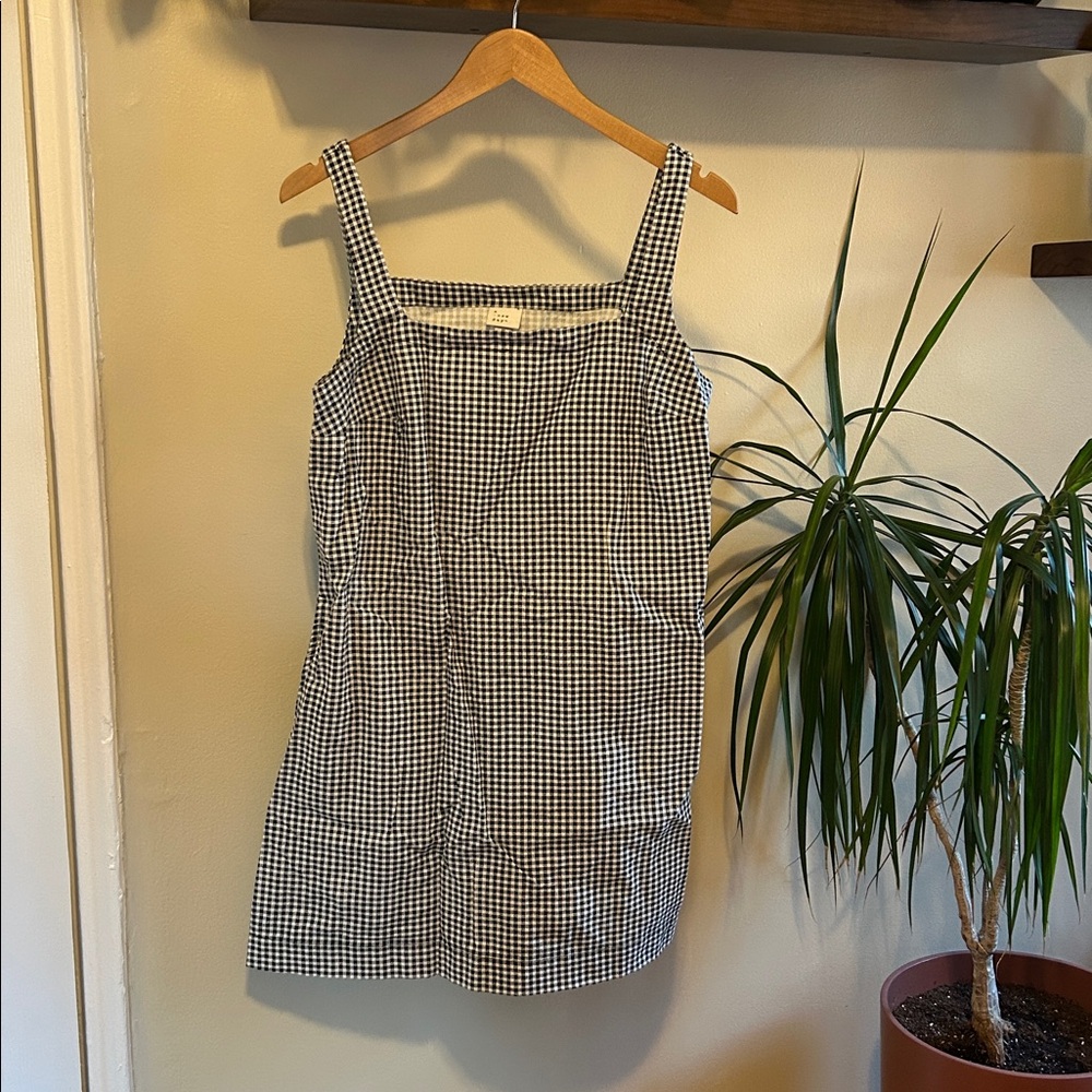 a new day | gingham square neck linen blend dress